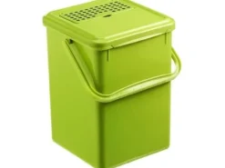 Clearance Bioavfallskärl, Rotho, mörkgrön, plast, 9 liter, med kolfilter i locket, plasthandtag Kompostering