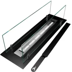 Bio-eldstad - Stål - Glas 65 cm - Svart - Bioetanol Vedeldade Kaminer