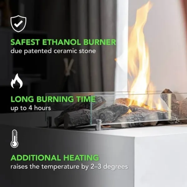 Bio-etanol brännare L (5820B) - Svart - Bio-etanol inbyggd spis med patenterad keramisk sten - 3 KW värme