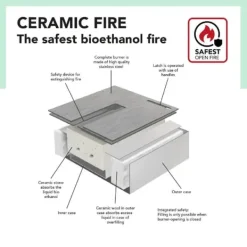 Bio-etanol brännare S (4114B) - Svart - Bio-etanol inbyggd spis med patenterad keramisk sten - 2 KW värme Öppna Spisar