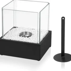 Bioetanol öppen spis Portabelt bord och varm öppen spis, bordseld, för inomhus och utomhus, 24,5cm * 20,5cm * 28,7cm