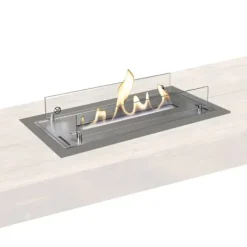 Bioetanolbrännare L med inbyggd profil - borstat rostfritt stål - enkel installation - 3 KW värme Öppna Spisar