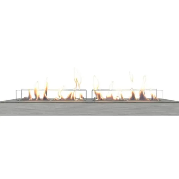 Bioetanolbrännare XXL (11814LS) med inbyggd läpp - Borstat rostfritt stål - bioetanol inbyggd spis med patenterad keramisk sten - 4,5 KW värme