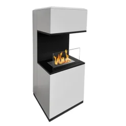 Clearance Bioetanol-kamin - DIVINA FIRE - Oslo - Stål - Vit - 100 cm i höjd Öppna Spisar