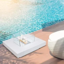 Discount Bioetanolsrör - Panarea Vit - 70x70x35 cm - Inomhus och utomhus - Avgaser avlägsnas uppåt Öppna Spisar
