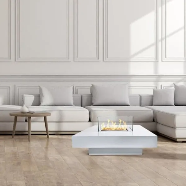 Discount Bioetanolsrör - Panarea Vit - 70x70x35 cm - Inomhus och utomhus - Avgaser avlägsnas uppåt Öppna Spisar