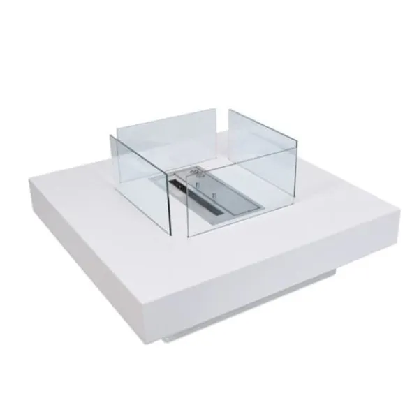 Discount Bioetanolsrör - Panarea Vit - 70x70x35 cm - Inomhus och utomhus - Avgaser avlägsnas uppåt Öppna Spisar
