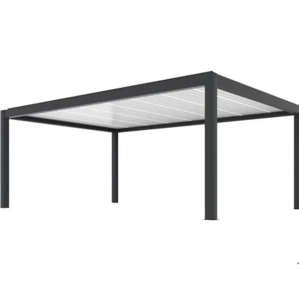 New BIOKLIMATISK PERGOLA SOMMAR GRÅ 6X4 SJÄLVSTÅENDE MOTORDRIVEN + LED Valvbågar, Spaljéer, Bersåer & Pergolor
