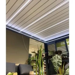 New BIOKLIMATISK PERGOLA SOMMAR GRÅ 6X4 SJÄLVSTÅENDE MOTORDRIVEN + LED Valvbågar, Spaljéer, Bersåer & Pergolor