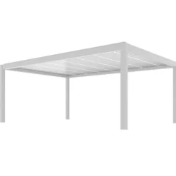 Sale BIOKLIMATISK PERGOLI SOMMAR VIT 6X4 FRI STÅENDE MOTORISERAD + LED Valvbågar, Spaljéer, Bersåer & Pergolor
