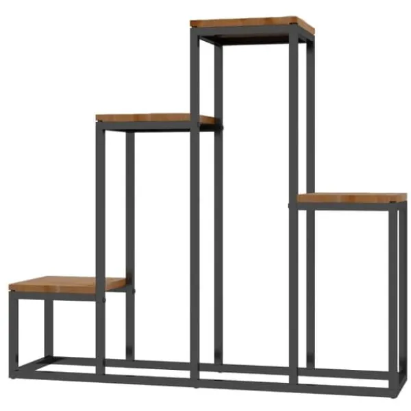 Clearance Blomhylla 4 nivåer växtställ för balkong/trädgård, trä ljusbrun 80×20×74 cm Växtställ