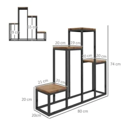 Clearance Blomhylla 4 nivåer växtställ för balkong/trädgård, trä ljusbrun 80×20×74 cm Växtställ