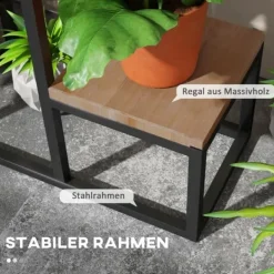 Clearance Blomhylla 4 nivåer växtställ för balkong/trädgård, trä ljusbrun 80×20×74 cm Växtställ