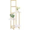 New Blomhylla i trä - Växtställ STR13-WN - Flerplanig - För 3 krukor - 31×130×27 cm - Montering krävs - Vit Växtställ