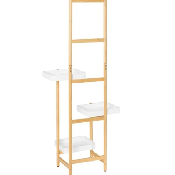 New Blomhylla i trä - Växtställ STR13-WN - Flerplanig - För 3 krukor - 31×130×27 cm - Montering krävs - Vit Växtställ