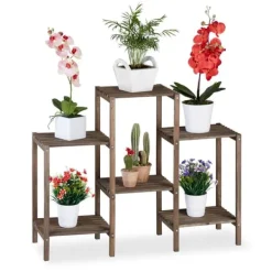 New Blomhylla, Trä, 70x89x27 cm, Brun Växtställ