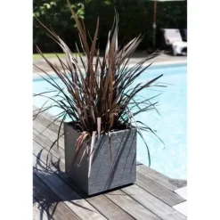 Best Blomkruka Fyrkantig 40 cm - EDA - Grafit - 31 L - 39 x 39 x H. 43 cm - Grå Antracit Krukor & Växtbehållare