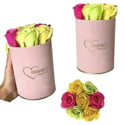 Outlet Blomlåda Inspiruj - Rosa låda med tvålrosor - nr 17 Mix fuchsia grön gul Blommor