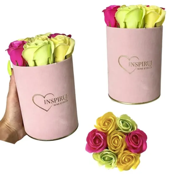 Outlet Blomlåda Inspiruj - Rosa låda med tvålrosor - nr 17 Mix fuchsia grön gul Blommor