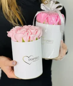 Outlet Blomlåda Inspiruj - Rosa låda med tvålrosor - nr 17 Mix fuchsia grön gul Blommor
