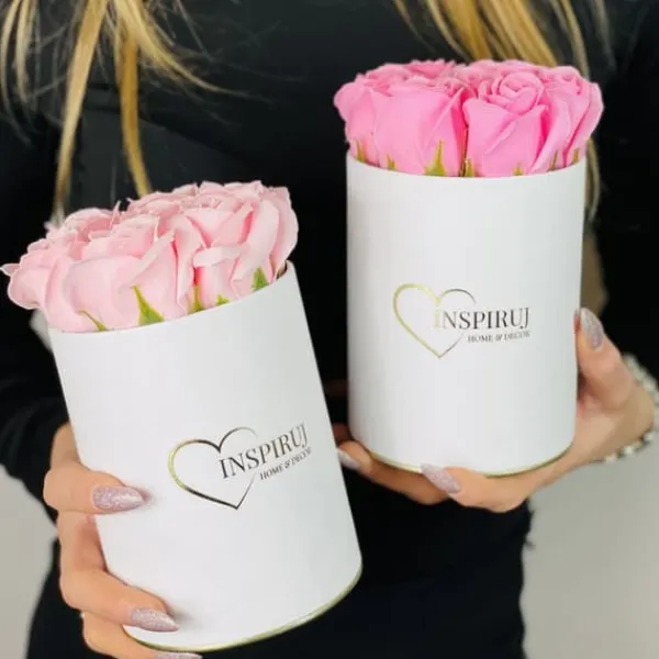 Outlet Blomlåda Inspiruj - Rosa låda med tvålrosor - nr 17 Mix fuchsia grön gul Blommor