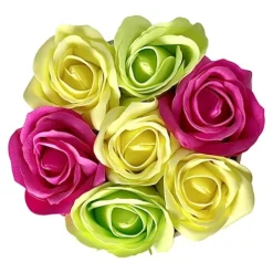 Outlet Blomlåda Inspiruj - Rosa låda med tvålrosor - nr 17 Mix fuchsia grön gul Blommor