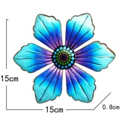 Blomma Metall Väggdekor Trädgård prydnad 15x15x0,8cm - Blå