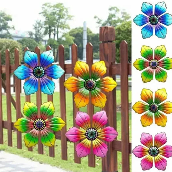 Blomma Metall Väggdekor Trädgård prydnad 15x15x0,8cm - Röd