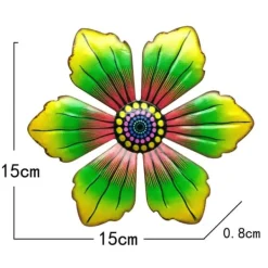 Discount Blomma Metall Väggdekor Trädgård prydnad 15x15x0,8cm - Grön Trädgårdsprydnader