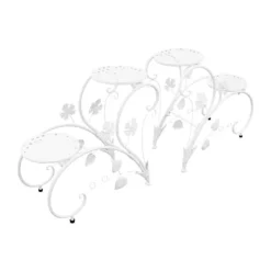 Clearance Blomsterställ - Växtställ 2-pack - Metall - För Inne/Ute - Balkong, Trädgård, Vardagsrum - Vit Växtställ