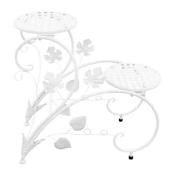 Clearance Blomsterställ - Växtställ 2-pack - Metall - För Inne/Ute - Balkong, Trädgård, Vardagsrum - Vit Växtställ