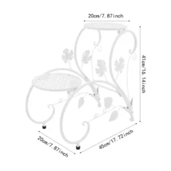 Clearance Blomsterställ - Växtställ 2-pack - Metall - För Inne/Ute - Balkong, Trädgård, Vardagsrum - Vit Växtställ