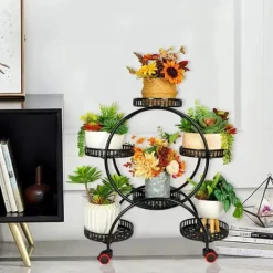 Clearance Blomsterställ, flerlagers, blomkruksställ, Svart Växtställ