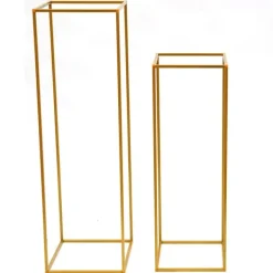Blomsterställ för bröllop 2-pack - Rektangulär ställning - 80 cm & 100 cm - Metall - Fristående - Modern design - Guld