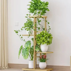 Clearance Blomsterställ, 4-nivå, Inomhus- och utomhusbruk,Guld Växtställ
