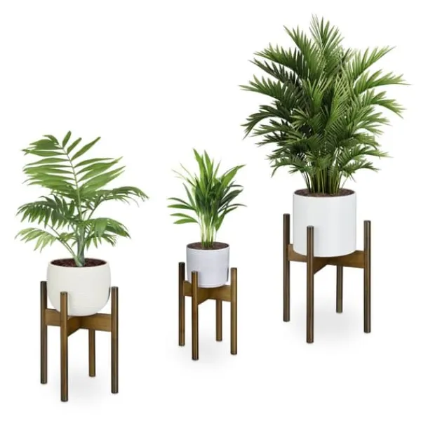 Clearance Blomsterställ set, 33x25x25 cm, 38x30x30 cm, 40x34x34 cm, Brun Växtställ