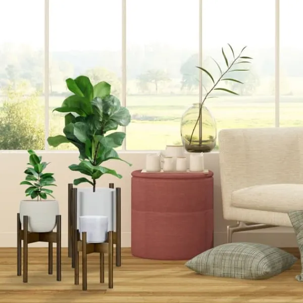 Clearance Blomsterställ set, 33x25x25 cm, 38x30x30 cm, 40x34x34 cm, Brun Växtställ