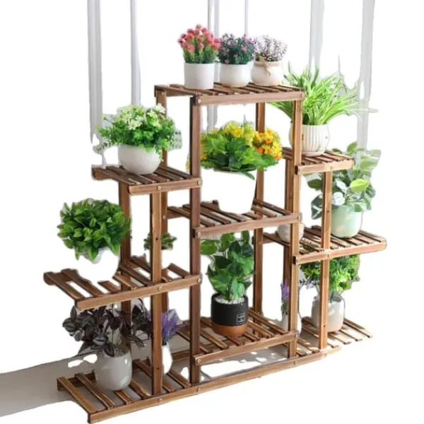 Clearance Blomstervagn, flerskiktsdesign, koloniserat trä Växtställ