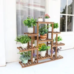 Clearance Blomstervagn, flerskiktsdesign, koloniserat trä Växtställ