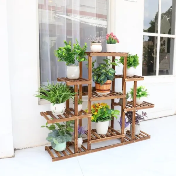 Clearance Blomstervagn, flerskiktsdesign, koloniserat trä Växtställ