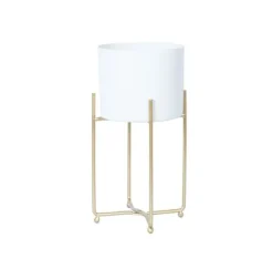 Sale Blomställ DEIA WHITE S 19,5x18xH37cm, vit/gyllene Krukor & Växtbehållare