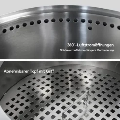 Bålplats i rostfritt stål, portabel utomhuseldstad med askenhet, grillbålplats för vedeldning