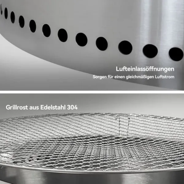 Bålplats i rostfritt stål, portabel utomhuseldstad med askenhet, grillbålplats för vedeldning