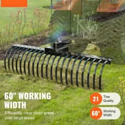 Online Bogsering bakom landskapskratta 60, Dethatcher-raka med 21 stålpinnar, effektiv borttagning av mossa, ergonomisk design Trädgårdsverktyg