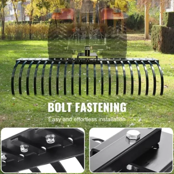 Online Bogsering bakom landskapskratta 60, Dethatcher-raka med 21 stålpinnar, effektiv borttagning av mossa, ergonomisk design Trädgårdsverktyg
