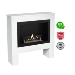 Outlet Bolea bio-etanol öppen spis - Vit MDF öppen spis surround - 1,5 KW värme Öppna Spisar