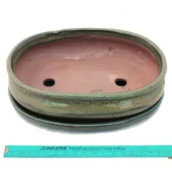 Discount bonsai skål med fat storlek 3 - olivbrun - oval - modell o47 - l 19cm - b 13,5cm - h 5cm Krukor & Växtbehållare
