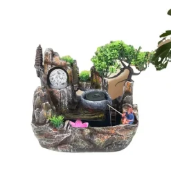 Bordfontän, 30 x 18 x 26 cm, Resinmaterial, Nedsänkt pump, Pastoral stil, Naturliga element