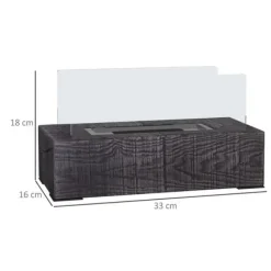 Bordsetanolkamin 0,15 L, portabel med trälook, rostfritt stål 33×16×18 cm