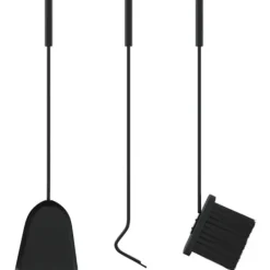 Online Brasverktygsset 4 delar - Hållbara stålverktyg för spisen | Storlek: 22x59 cm Tillbehör Till Vedeldade Kaminer & Öppna Spisar